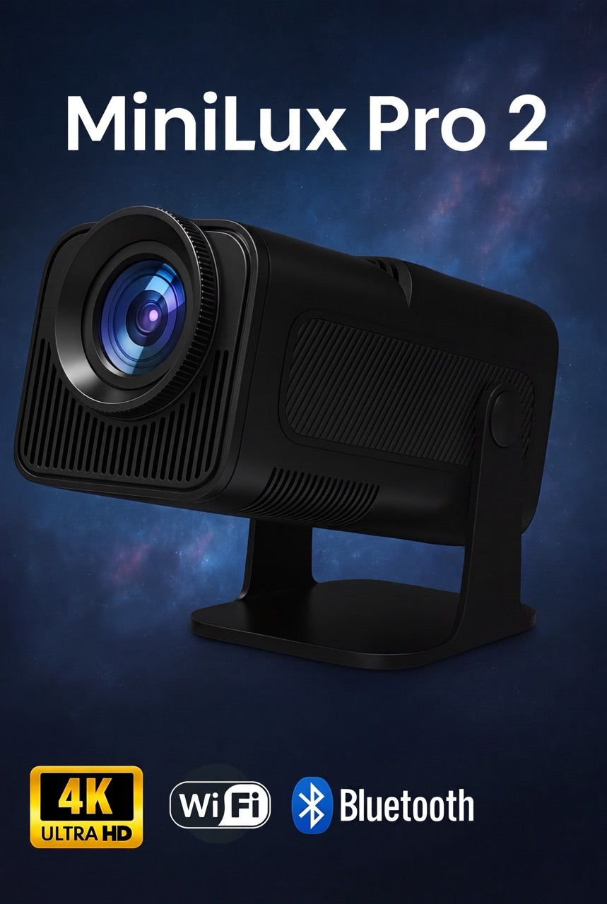 MiniLux Pro 2 – Smart Mini Projector with Bluetooth and WiFi, Black (2026 Model)