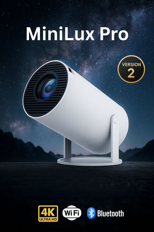 MiniLux Pro (Version 2) – Smart Mini Projector with Bluetooth and WiFi (2026 Model)